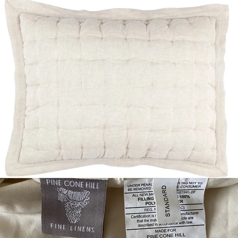 PINE CONE HILL By Annie Selke Standard‎ Linen Puff  Sham In Natural Pillowcase 1